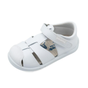 Sandalia respetuosa de piel lavable L500 Felix Blanco - Titanitos